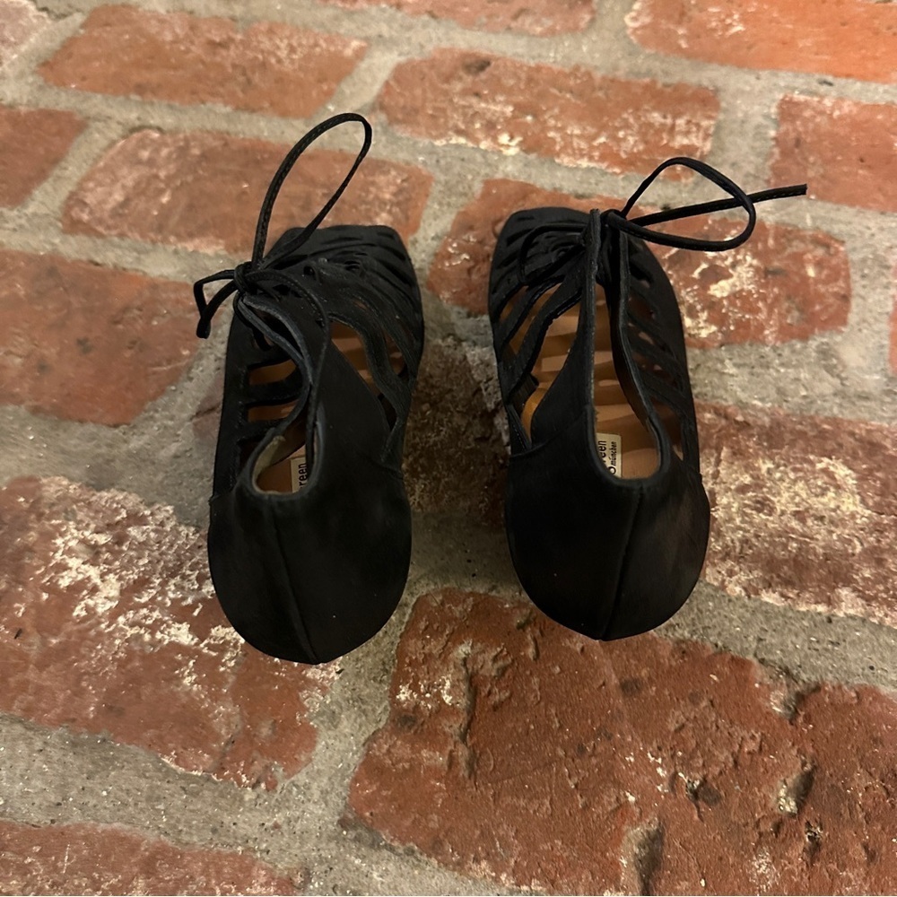 Paul Green Munchen Black Leather LaceUp Open Toe Women's Sandals Handmade size 8 - Picture 5 of 16